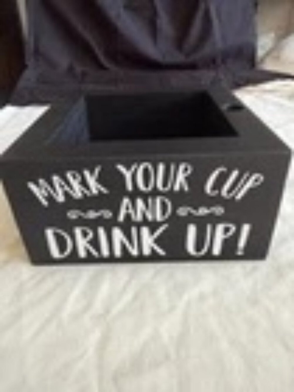 Single Cup Holder with Marker Slot Wooden Mark Your Cup and Drink Up Cup Holder